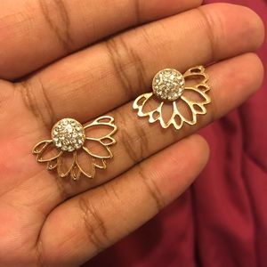 Rhinestone Two-Piece Earrings (Silver/Gold)